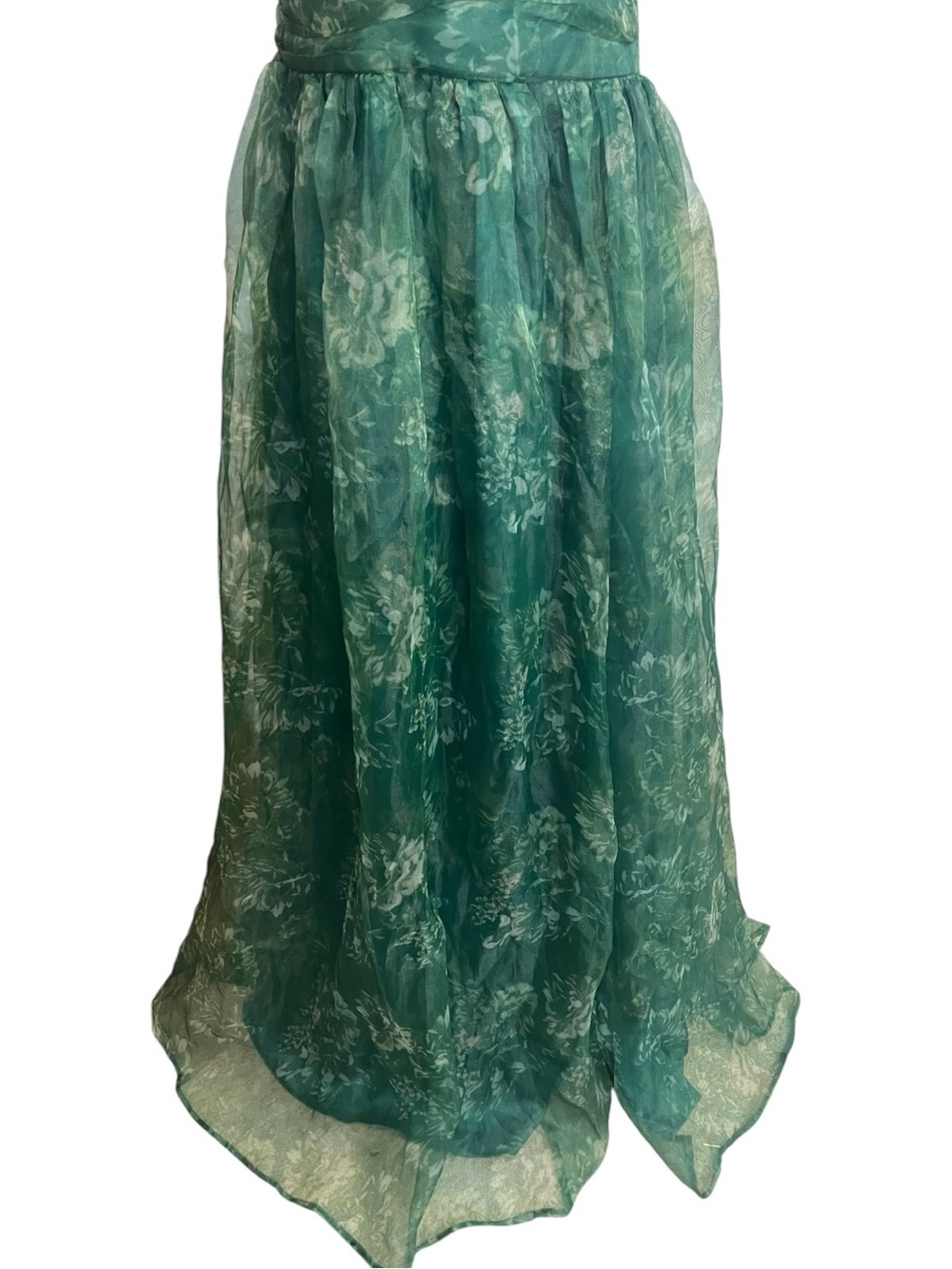 Lulus Romance That Wows V-Neck Organza Maxi Dress Green Floral Print - Picture 3 of 16
